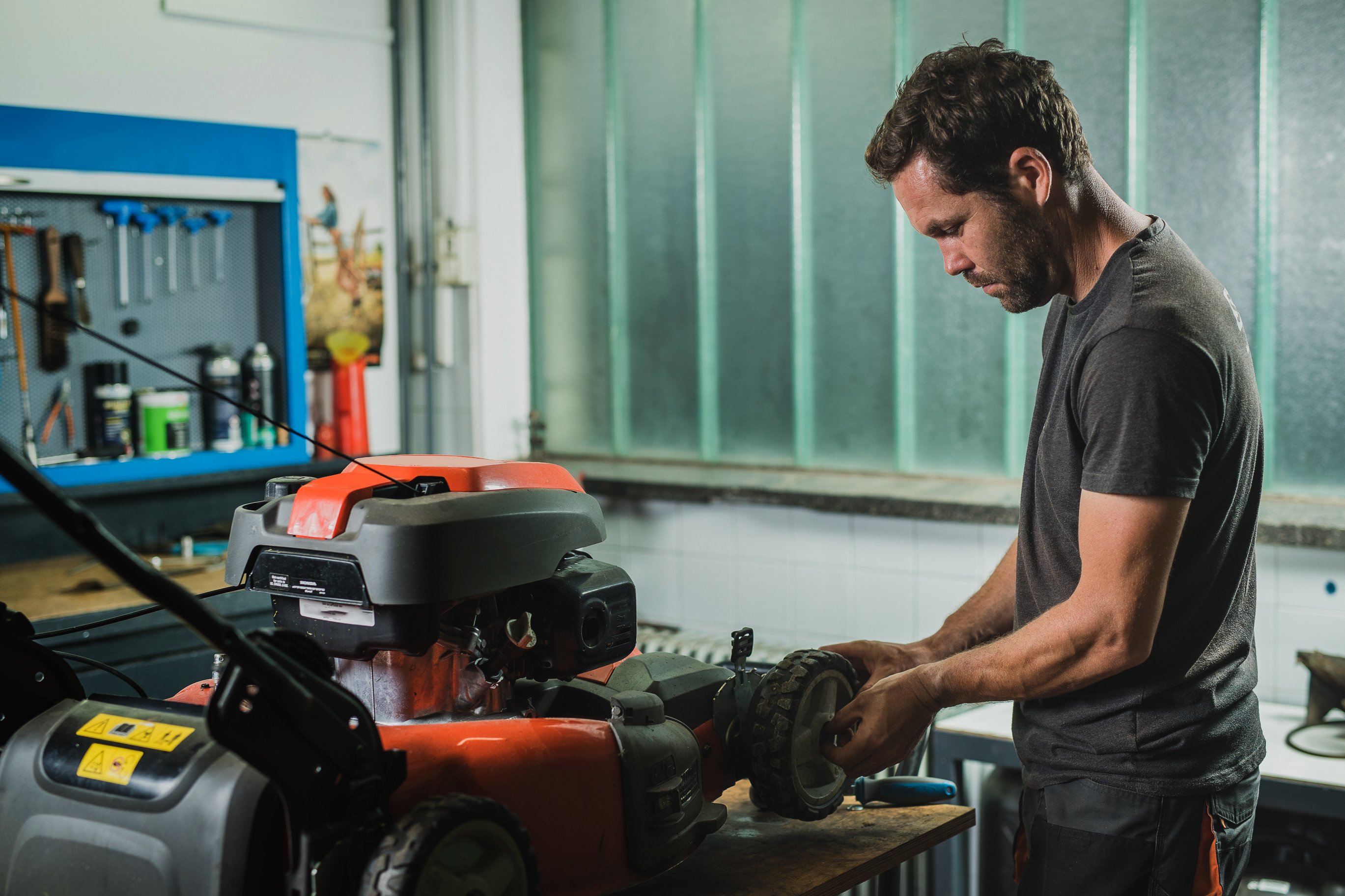 Service your lawn mower in fall.