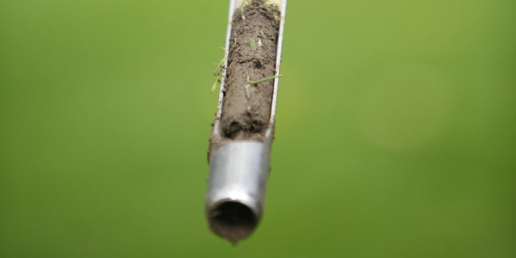 A soil probe is a device that you can manually push into your soil several inches deep to extract a small core sample, similar in size to your index finger.